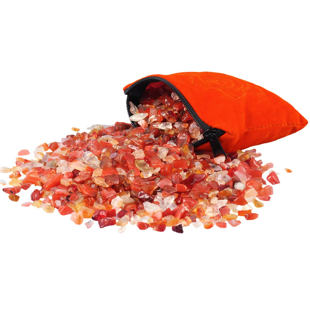 mookaitedecor 1/2 lb Carnelian Tumbled Stone Chips Crushed Quartz Crystals and Healing Stones with Chakra Bag