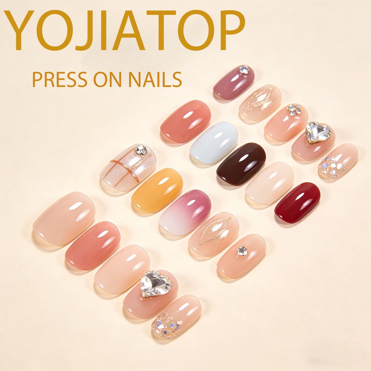Spring Press on Nails Square Fake Nails with Flower Designs Pink Nails Press ons Yellow Acrylic Nails Glossy Glue on Nails Spring False Nails Artificial Stick on Nails for Women 24Pcs