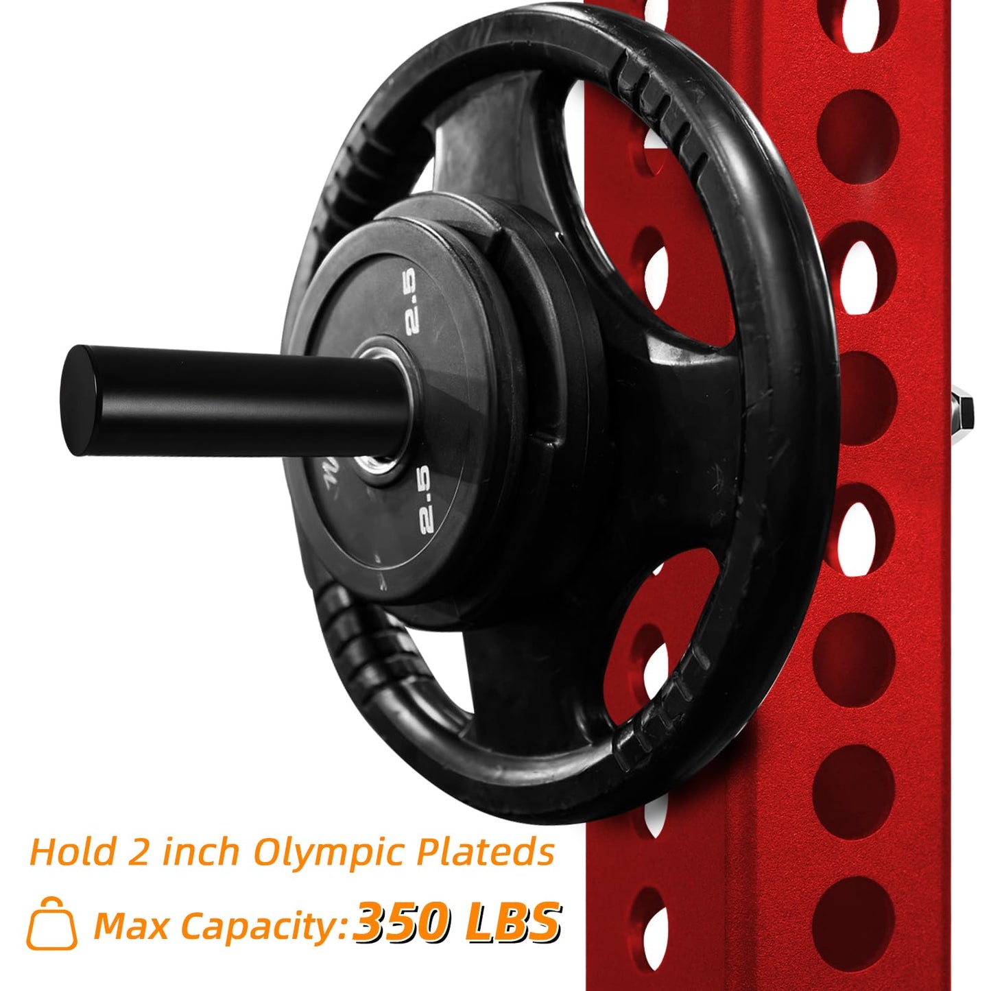 Weight Plate Holder for Power Rack Attachment, Squat Rack Weight Storage for 2 inc Olympic Weight,Compatoble with 2x2, 2x3, 3x3 Power Cage, Fit 1"and 5/8"" Hole(Holder for 1 inch hole-4P)"
