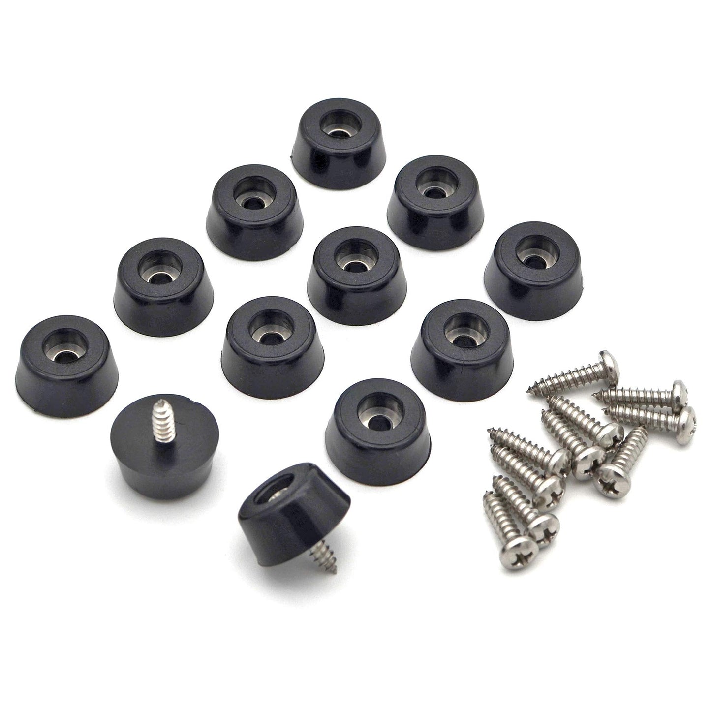 Rubber Feet for Cutting Board with Stainless Screws, 12 Pieces Non Slip Rubber Bumper Feet for Electronics 13/16" W x 3/8"" H"