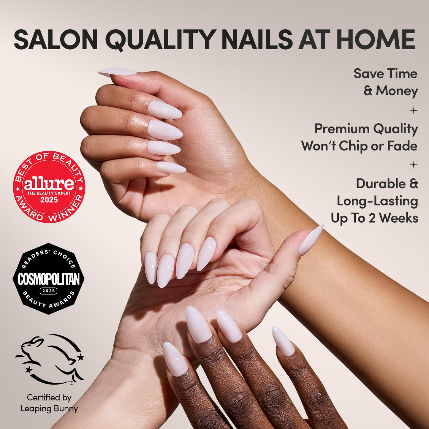 Glamnetic Medium Almond Press-On Nails Bundle -