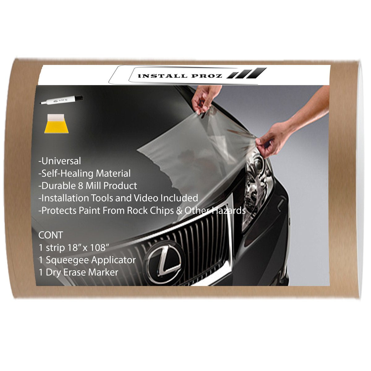 Install Proz Self-Healing Clear Paint Protection Bundle-Hood Strip, Door Edge, and Door Cup Protectors