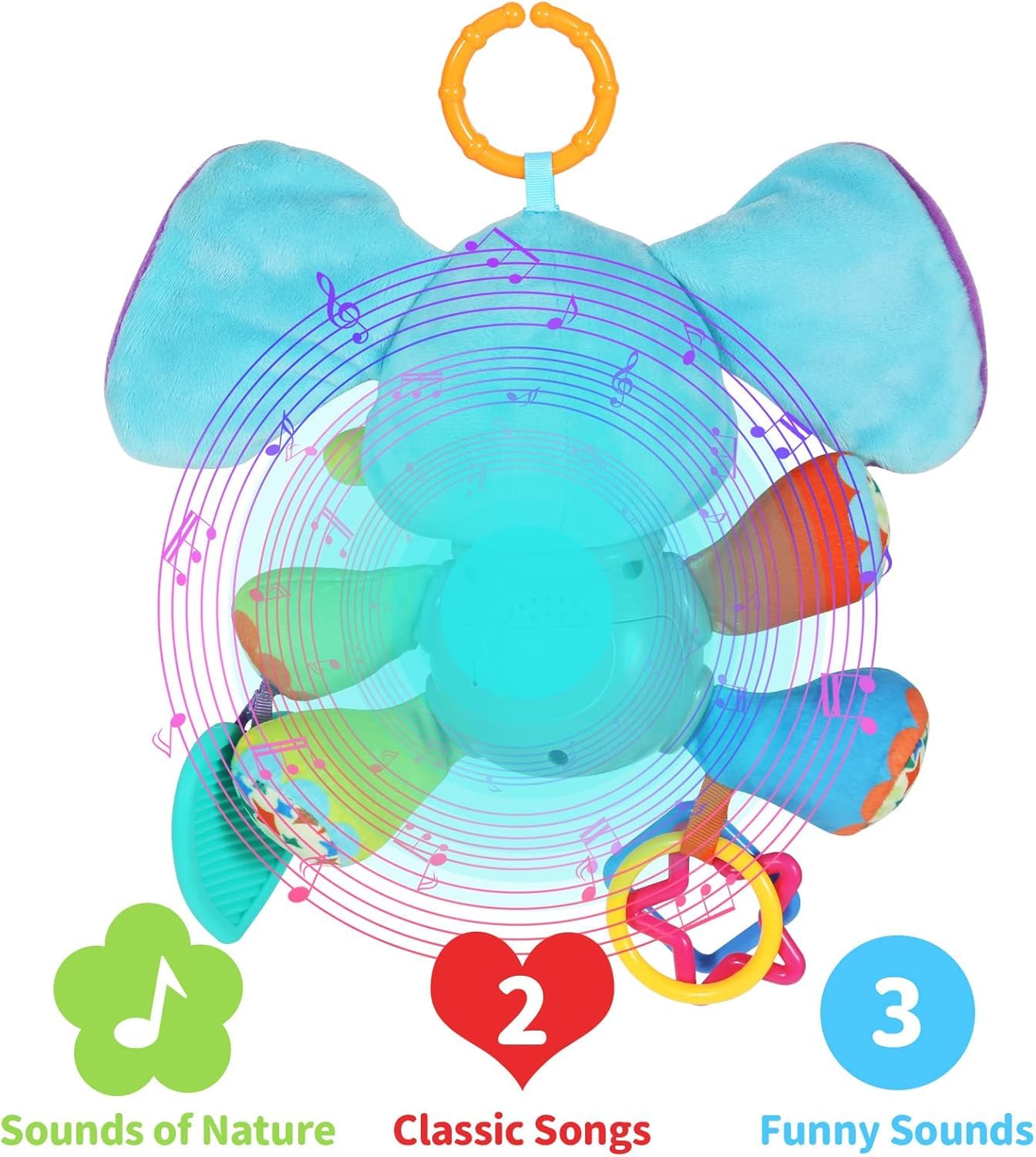 Baby Toddler Boy Girl Toys Gifts 0-6 6 to 12 Months, Luminous Plush Elephant Music Toy, as a Teething Toy, Apply for Car Seats, Cribs and Strollers, Toys Gifts for 1 Year Old Girls Boys