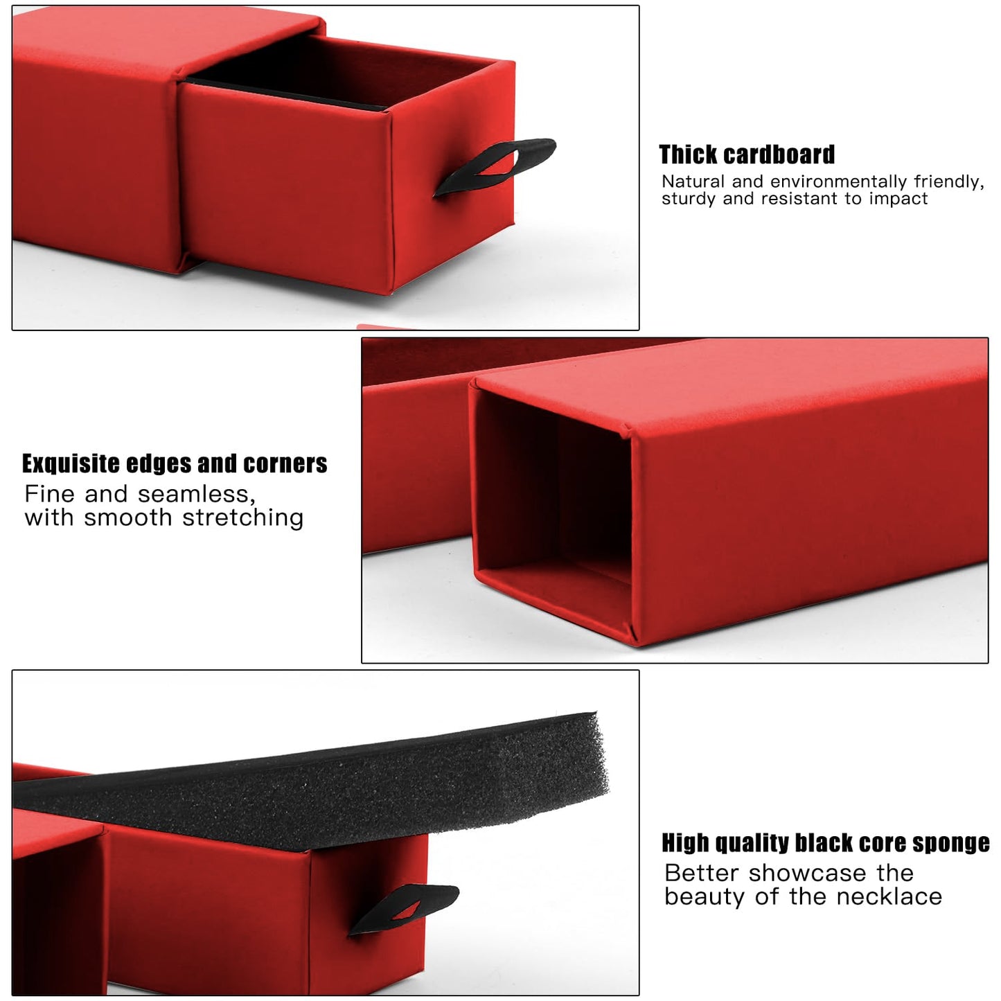 Lainrrew Jewelry Gift Box, Luxury 12-Pack Jewelry Gift Box Velvet-Lined, Compact Drawer Style for Earrings & Rings, Stylish Necklace Bracelet Organizer, 8.3x1.8x1.4 Inches (Red)