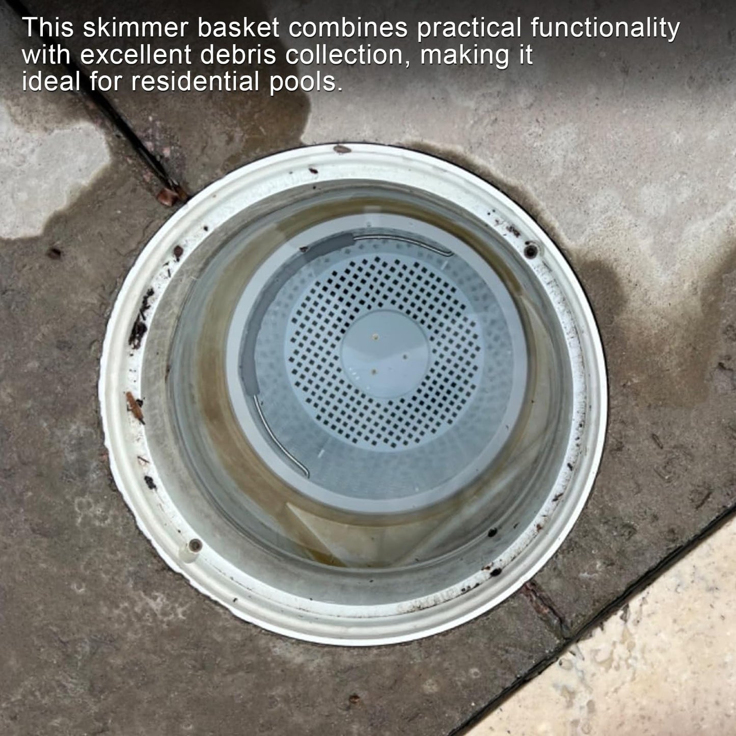 8" Pool Skimmer Basket for Inground Pool Compatible with Pentair U-3 Skimmer Basket 08650-0007 and Hayward SP1070 SPX1070E Pool Basket, Stainless Steel Handle, Rubber Grip & Built in weight, White