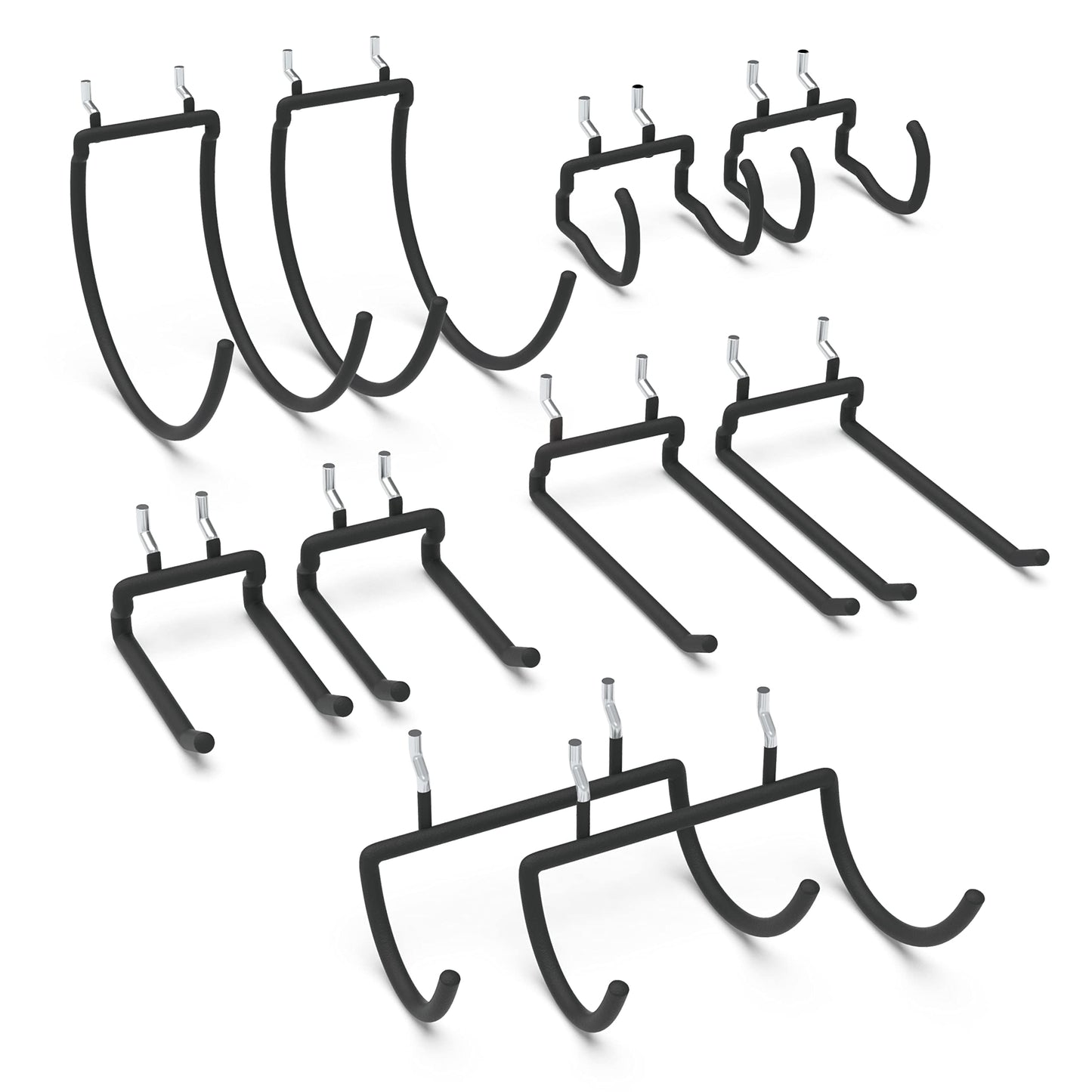 HUHOLE 10-Pack Heavy Duty Pegboard Hooks for Power Tools & Garage Organization, Vinyl-Coated Steel Drill Holders & Utility Hangers, Fits Standard 1/4" Pegboards"