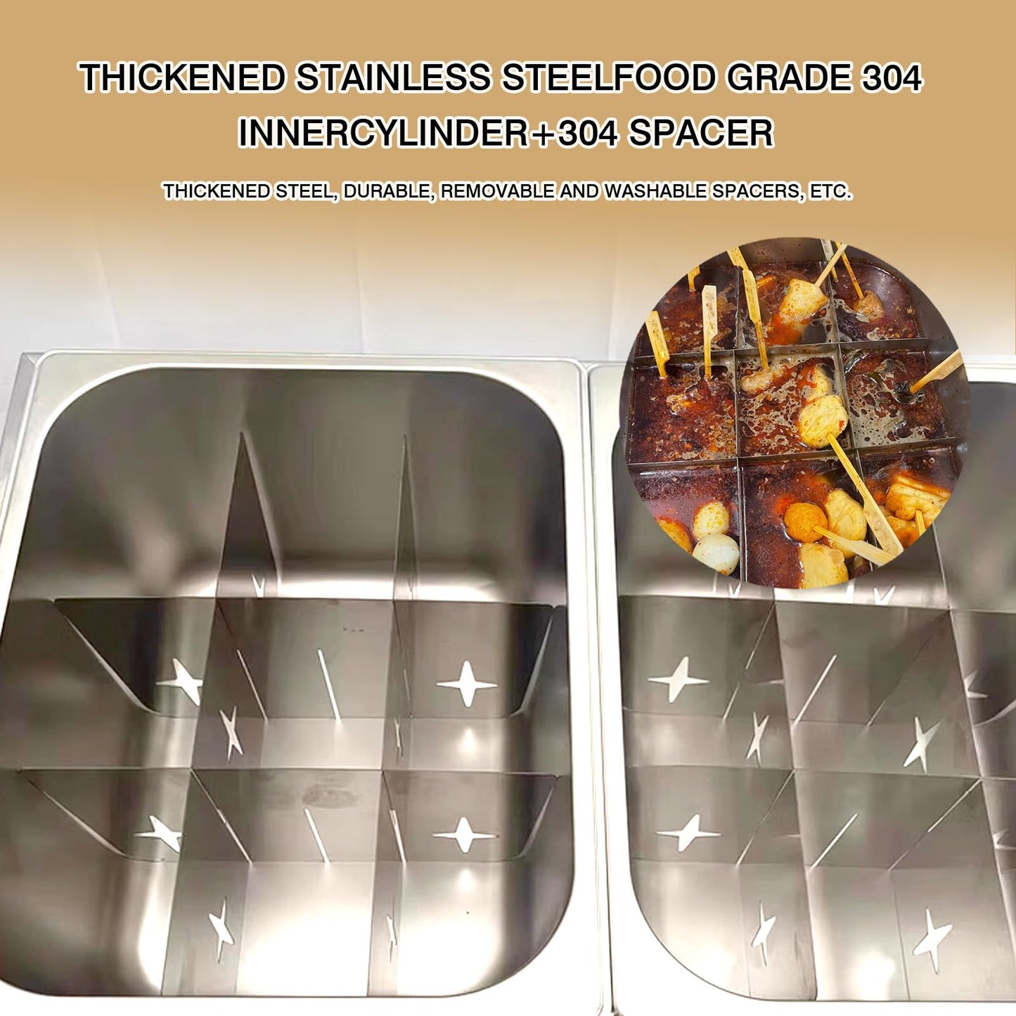 HARMONY PALACE Stainless Steel 27-Compartment Oden Cooker, Triple Cylinder, 110V 3.6KW, 16A Plug, 32.67x16.93x10.24inch, Commercial & Home Use, Japanese Fish Cake Soup Warmer, Food Warmer