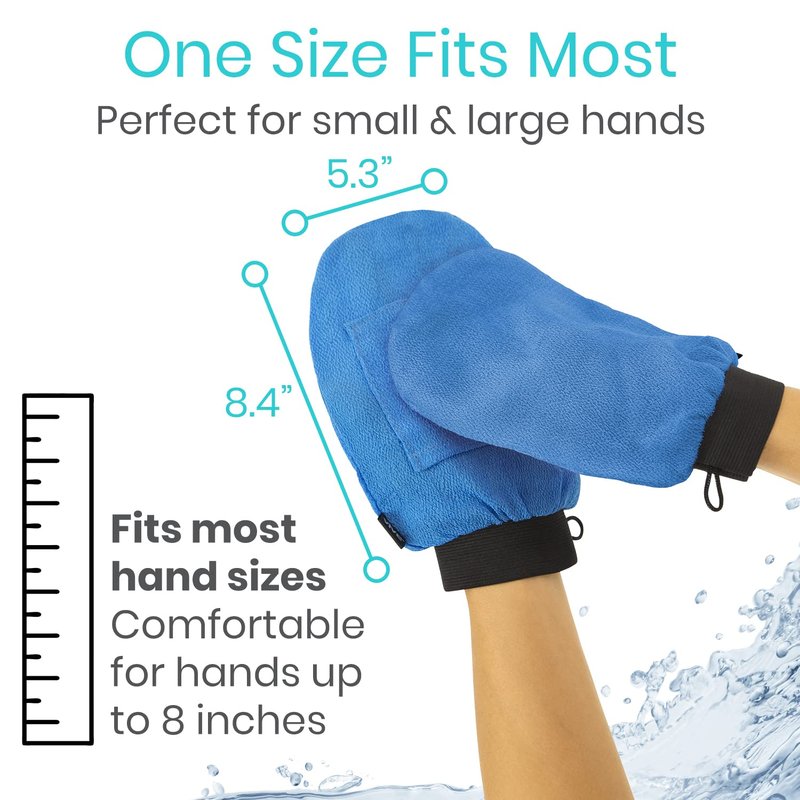Vive Exfoliating Mitts for Body (4 Pack) - Scrub Gloves with Soap-Saver Pocket - Body Exfoliate Shower Dead Skin Remover - Deep Microdermabrasion Exfoliator for Kerastosis Pilaris - Premium