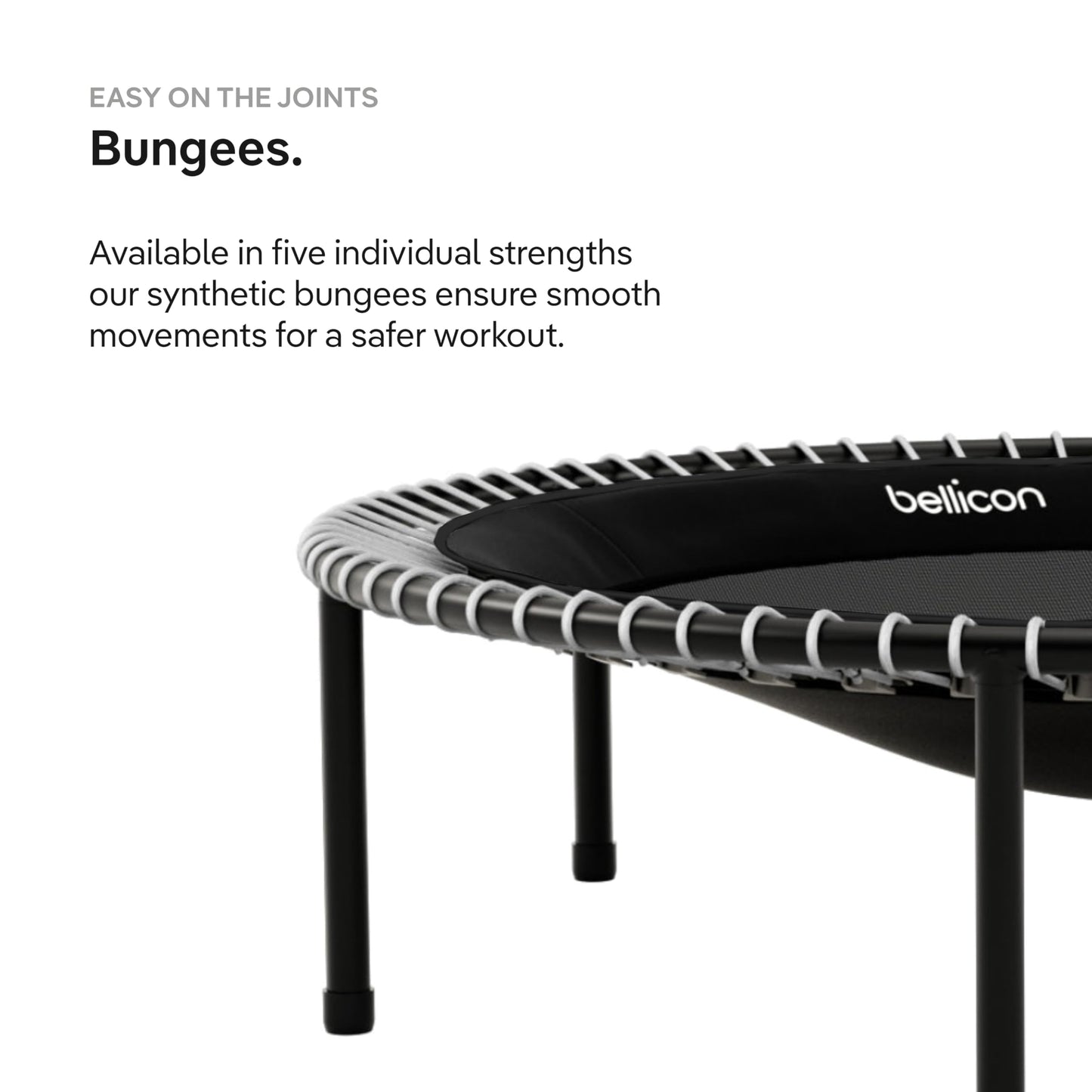 bellicon Mini Trampoline 39'' (Pink) | Bungee Suspension up to 260 lbs | Indoor Fitness Rebounder for Adults | Screw-in Legs