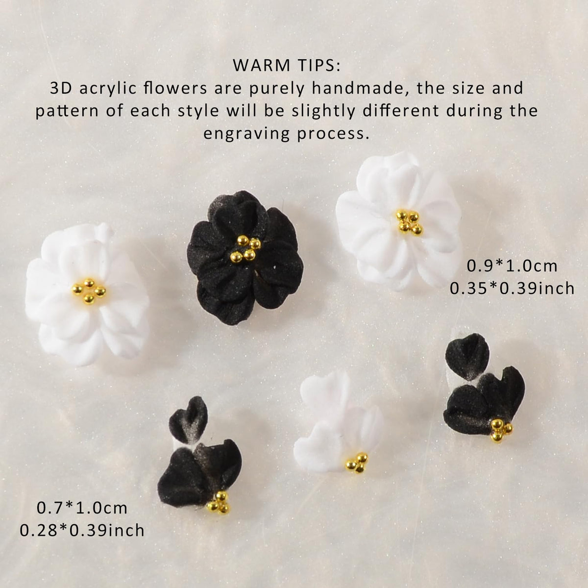 BAIYIYI 30PCS Handmade Acrylic Flowers Nail Art Charms Cute Y2K Summer Floral with Caviar Beads Design High-end Craved Flower Petal Nails Charms for Women Profession Nail Art Craft Jewelry
