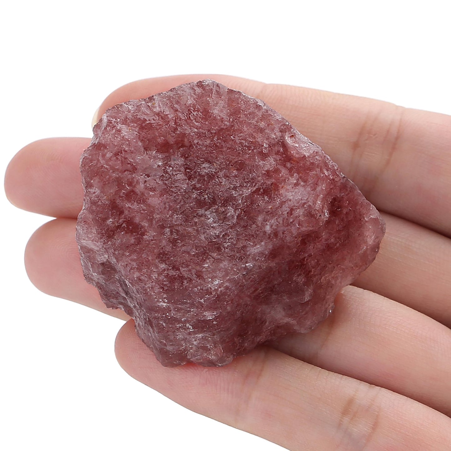 XIANNVXI Strawberry Quartz 1.8-2.2" Large Raw Crystals and Healing Stones Natural Rough Crystal Rocks for Decor Gifts Tumbling Cabbing Polishing Fountain Rocks 1PCS
