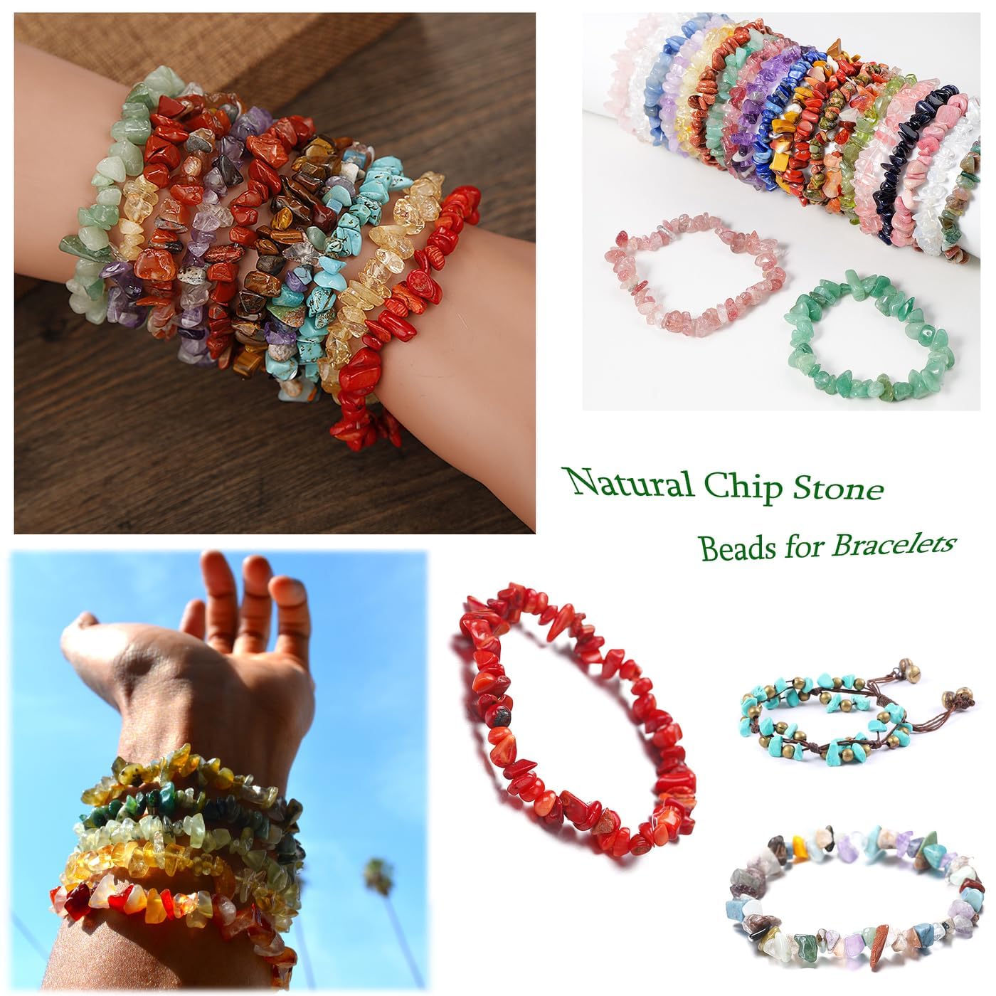 XIANNVXI Fluorite Beads, Natural Chip Stone Beads 400Pcs Crystal Beads 5-8mm Irregular Loose Rocks for DIY Jewelry Making