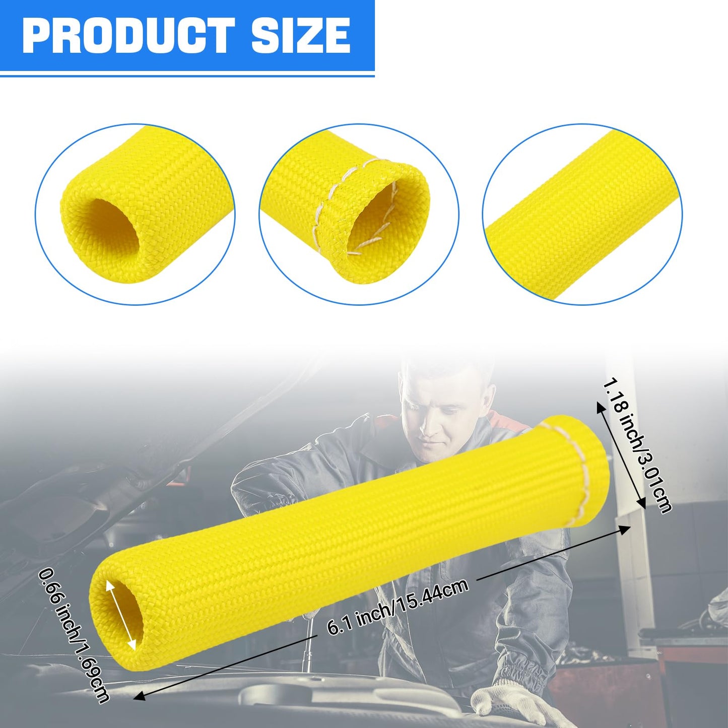 SHINEHOME 2500° Spark Plug Heat Shield Sleeve for 8PCS Spark Plug Wire Boots Ls1/Ls2 Sbc Bbc 350 454 Spark Plug Wire Heat Sleeve (Yellow)