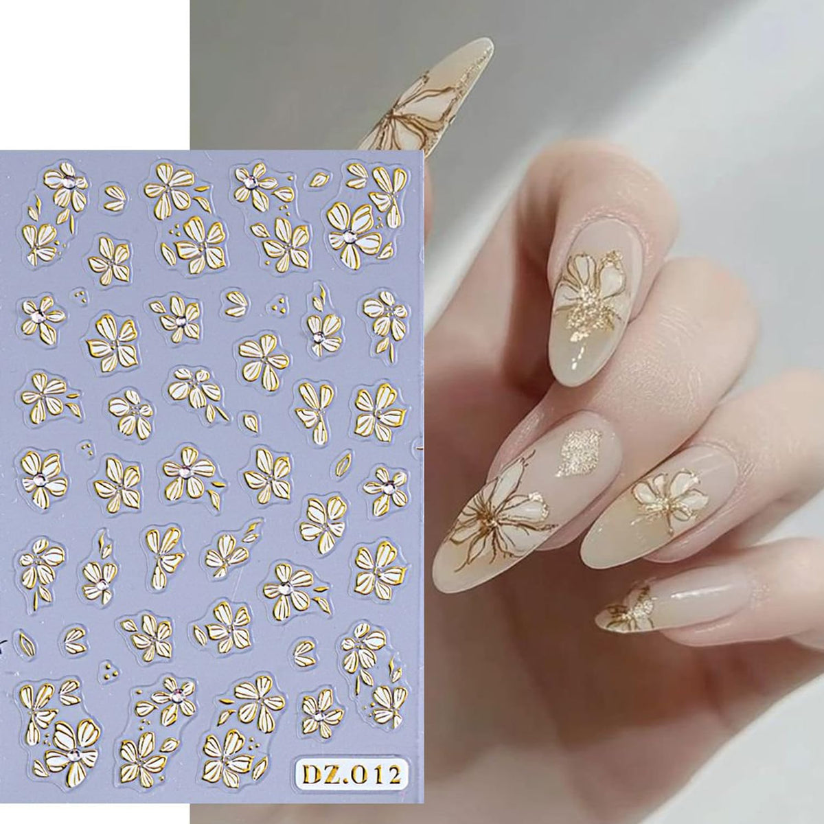 Flower Leaves Nail Stickers ins 2pcs Spring Daisy Gold Leaf Floral Art Design Gold Silver Nail Decals Summer Supplies Nail Adhesive Stickers Floral Sticker for Nails DIY Manicure Decorations