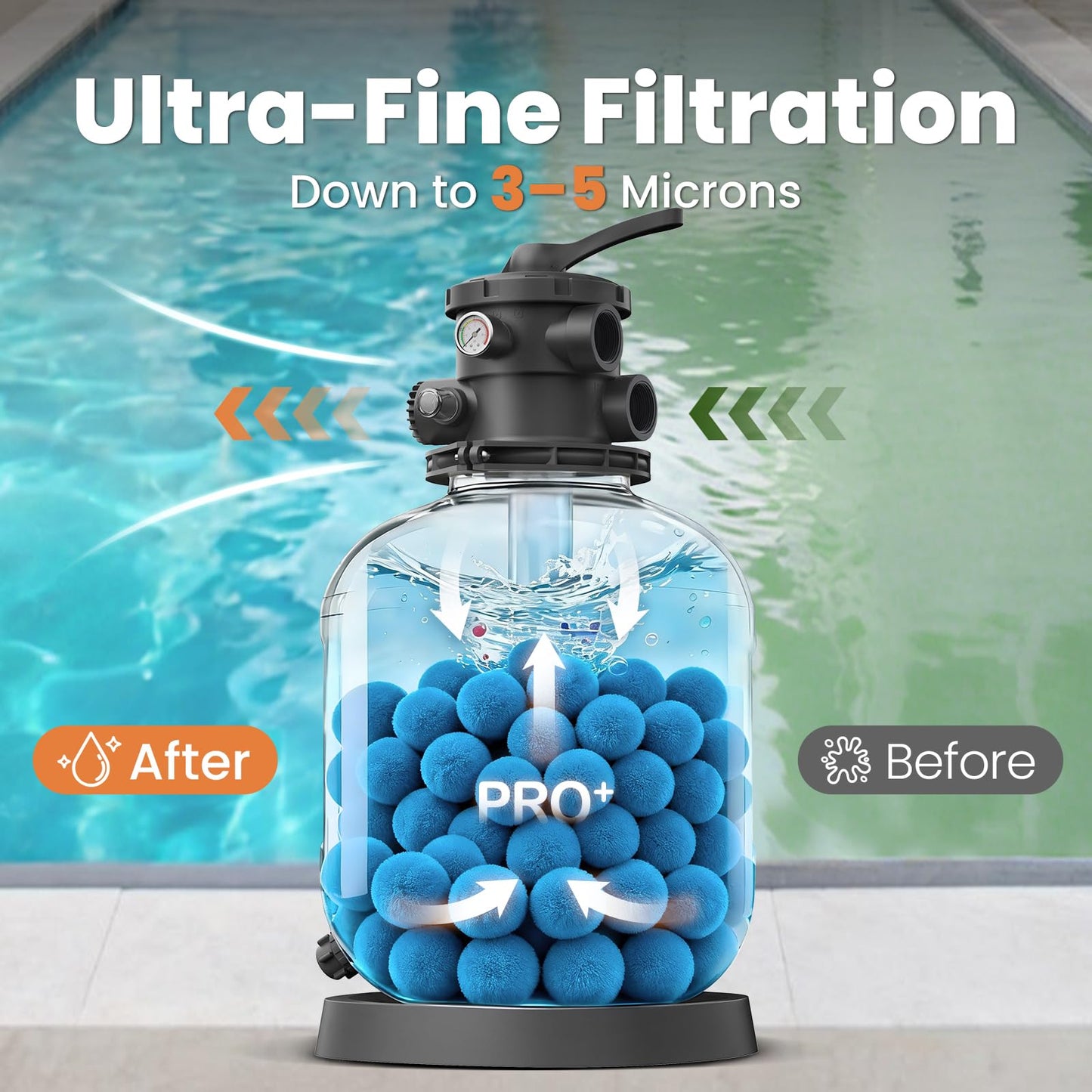 Vidapool 4.6 lbs Pool Filter Balls for Sand Filters, Reusable Blue Filter Media Balls for All Sand Filter Systems, Efficient & Lightweight Pool Sand Filter Balls, Replaces 150 lbs Pool Filter Sand