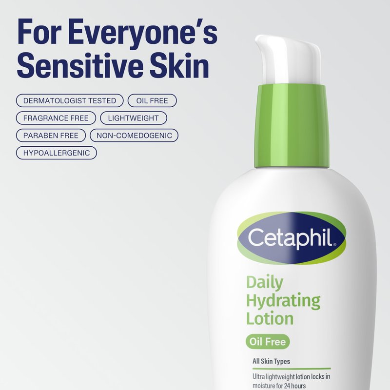 Cetaphil Daily Hydrating Lotion for Face, With Hyaluronic Acid, 3 fl oz, Lasting 24 Hour Hydration, for Combination Skin, No Added Fragrance, Non-Comedogenic