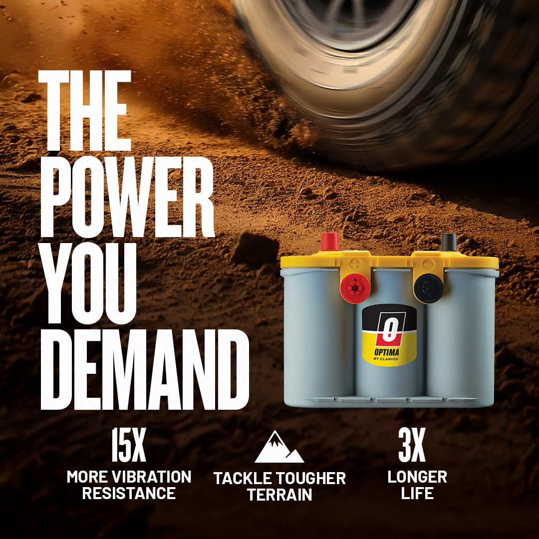 OPTIMA® Batteries High Performance D51 YELLOWTOP® Dual Purpose Sealed AGM Car, Truck and SUV Battery, 450 CCA, Maintenance Free, Versatile Mounting