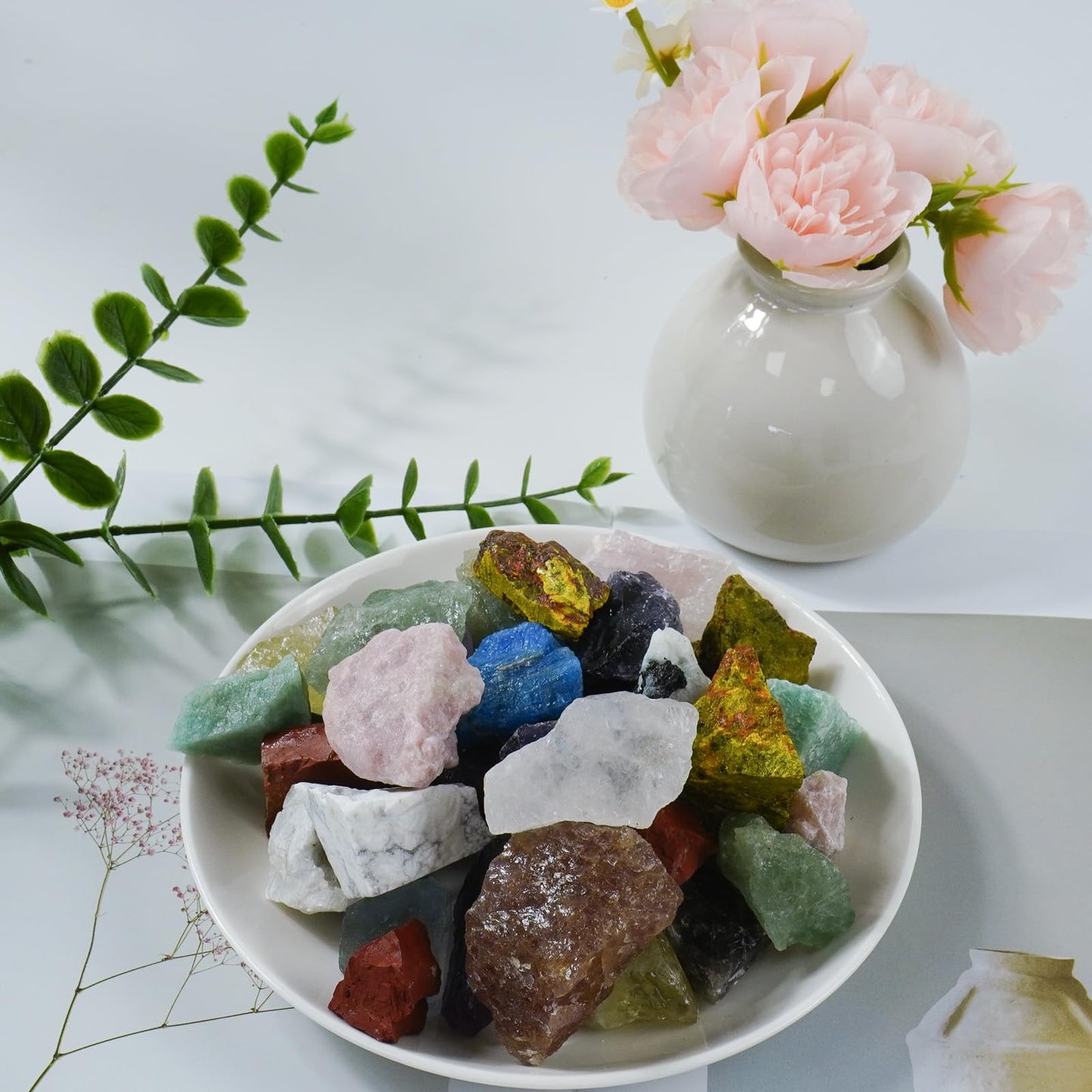 Raw Crystals, Large 1.2-2.0" Healing Crystal Natural Rough Stones for Intuition,Chakra,Meditation,Decoration,Polishing,Energy Work (White Crystal, 3.5oz-1.2-2.0"raw Crystals)