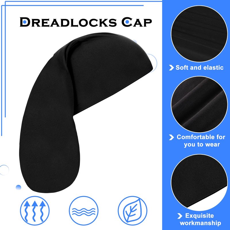 Tatuo 4 Pieces Unisex Jumbo Dreadlock Cap Long Dreads Hair Head Wrap Sleeping Cap Hair Accessories Sleep Bonnet for Men Women (4 Pcs,Black)