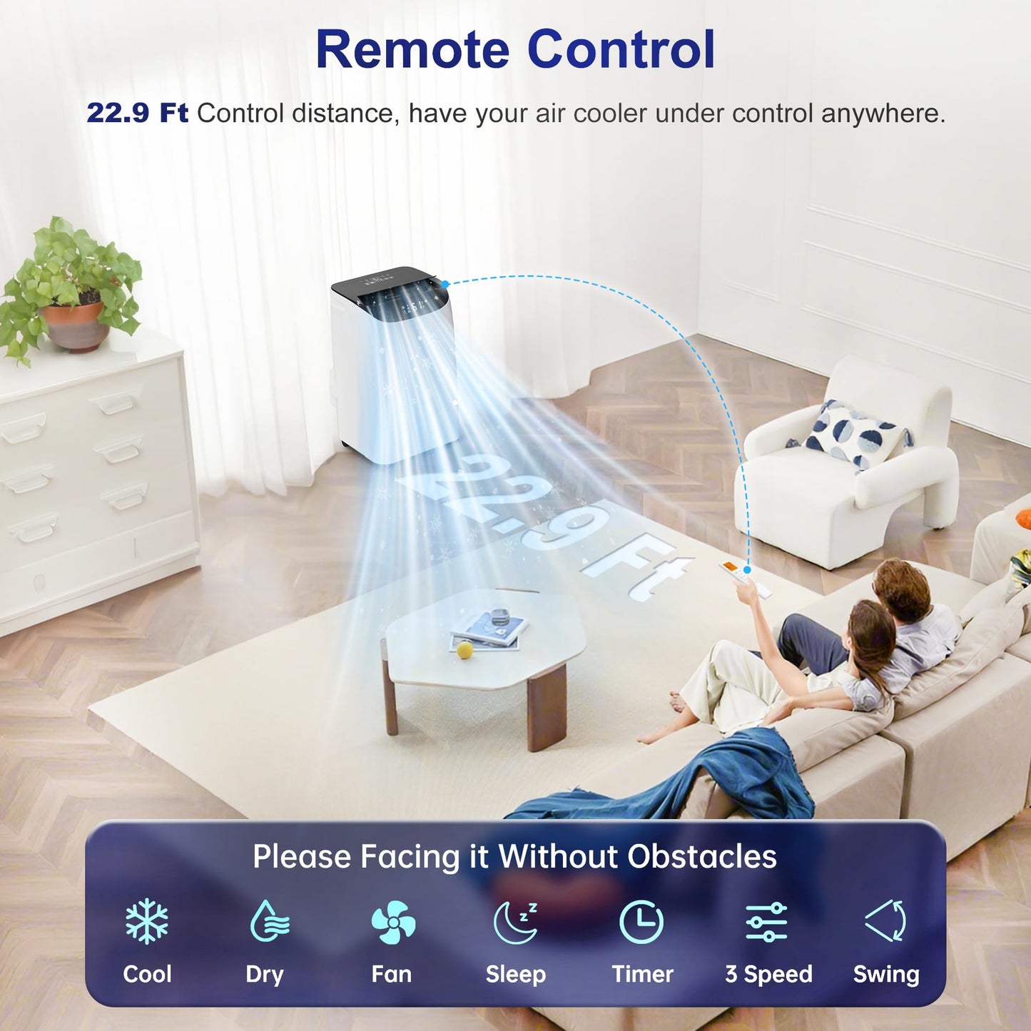 Humhold Inverter 16000BTU Portable Air Conditioners with Remote, Free Stand Cooling Portable AC Unit for Room up to 800 sq.ft, with Dehumidifier & Fan, Dual Hose, Quiet Sleep Mode(42dB), Windows Kit