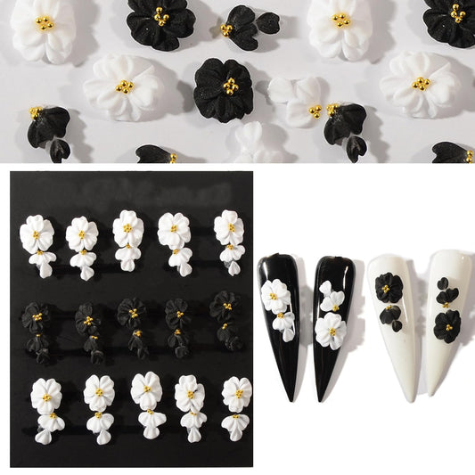 BAIYIYI 30PCS Handmade Acrylic Flowers Nail Art Charms Cute Y2K Summer Floral with Caviar Beads Design High-end Craved Flower Petal Nails Charms for Women Profession Nail Art Craft Jewelry