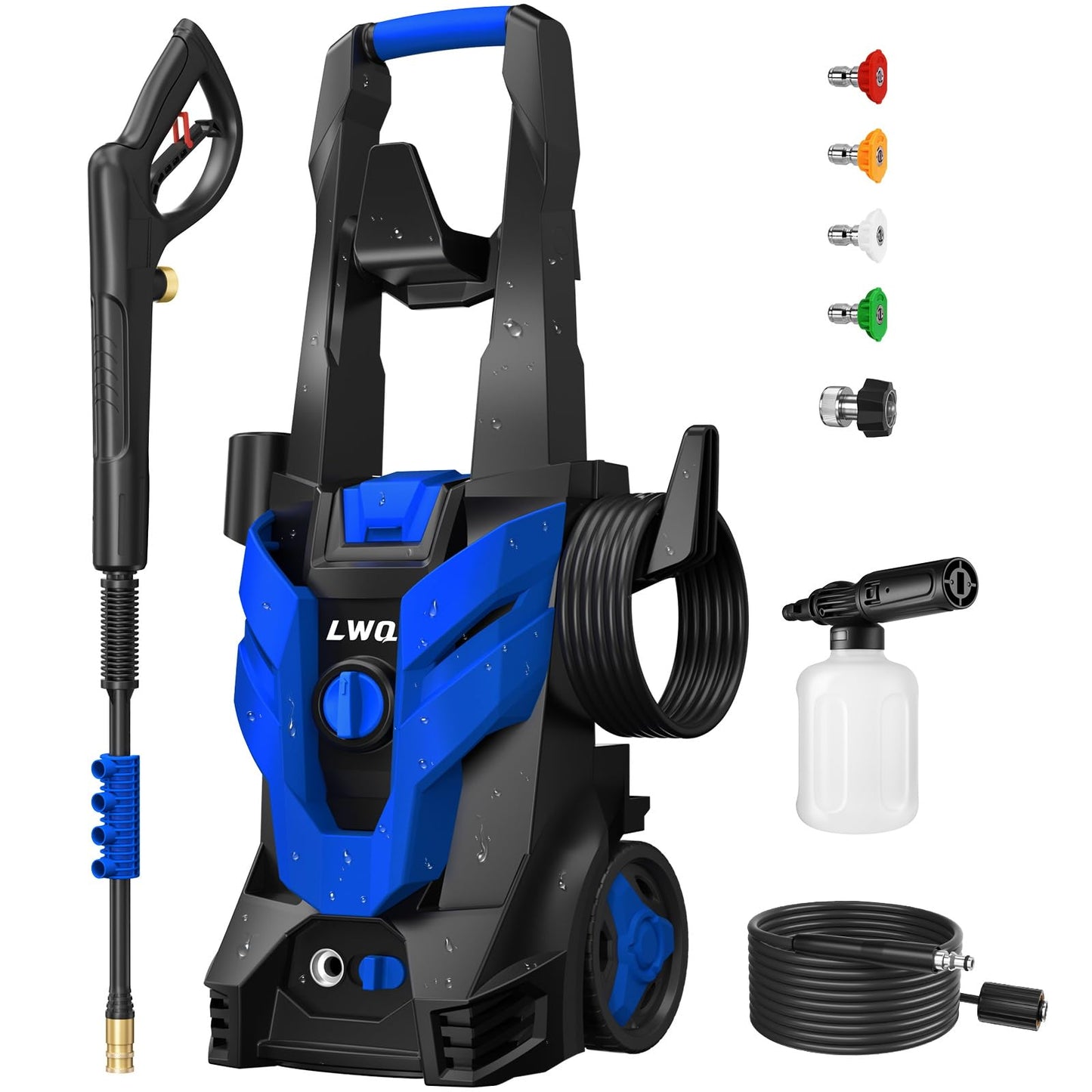 Pressure Washer, Power Washer with 4 Quick Connect Nozzles 1 Foam Cannon, High Pressure Cleaning Machine for Cars/Fences/Driveways/Patios/Farms/Home Cleaning