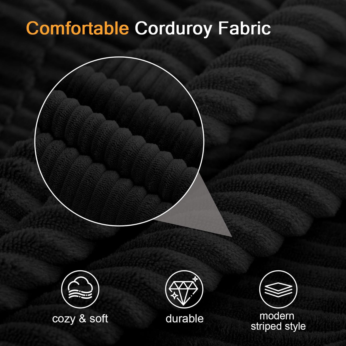 COMAX Convertible Sofa Bed Queen, Corduroy Folding Floor Couch Pull Out Couch Bed Futon Sleeper with Pillows, Fold Out Boneless Sofa Comfy Lounge Mattress Loveseat for Living Room Bedroom, Black