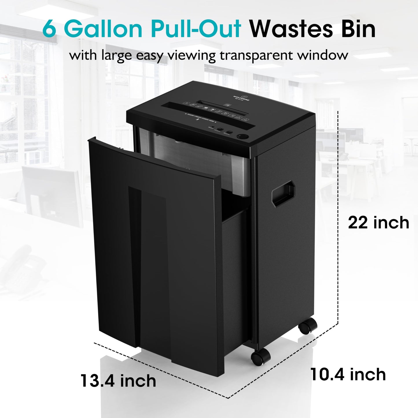 WOLVERINE 18-Sheet Shredders for Home Office Heavy Duty P-4 Security Level Crosscut Paper Shredder Paper/CD/Card Ultra Quiet Paper Shredder for Home with 6 Gallons Pullout Waste Bin SD9113(Black ETL)