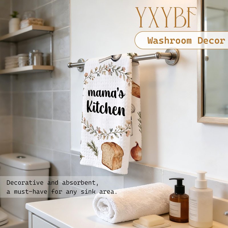 YXYBF Mama Gifts Hand Dish Tea Towels for Kitchen Bakery Decor 16x24 Inches, Mom Gifts for Birthday from Daughter Son, Mama's Baking Kitchen Towels Decorative