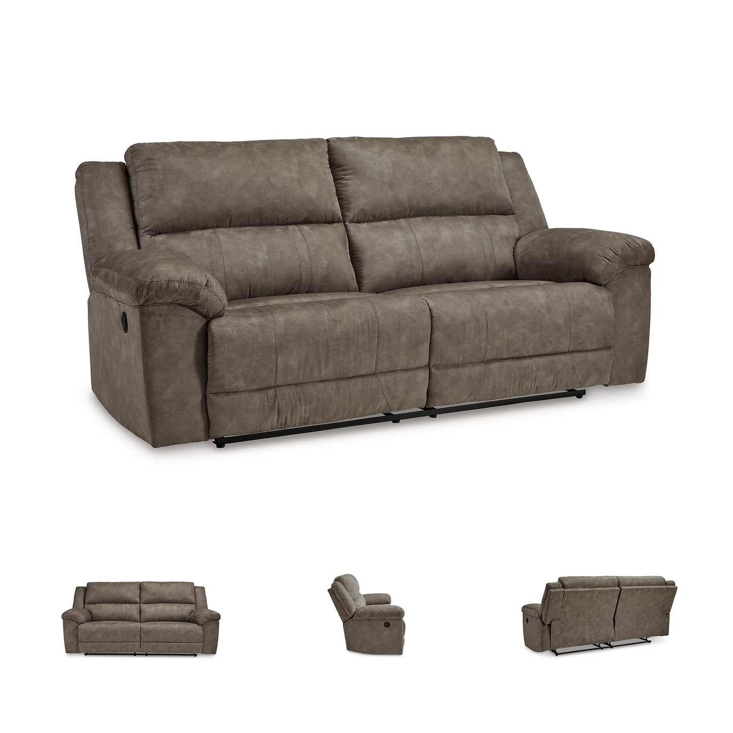 Signature Design by Ashley Laresview Contemporary Faux Leather Manual 2 Seat Reclining Sofa, Gray