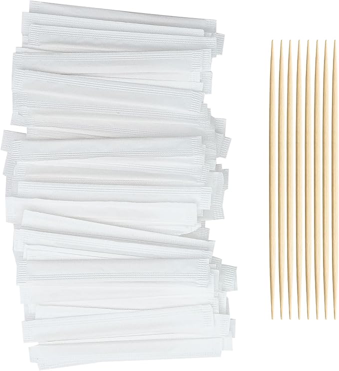 HOPELF Bamboo Toothpicks by Individually Wrapped for Appetizer, Olive, Barbecue, Fruit, Teeth Cleaning,Double-Points Wooden Toothpick.5000 Count