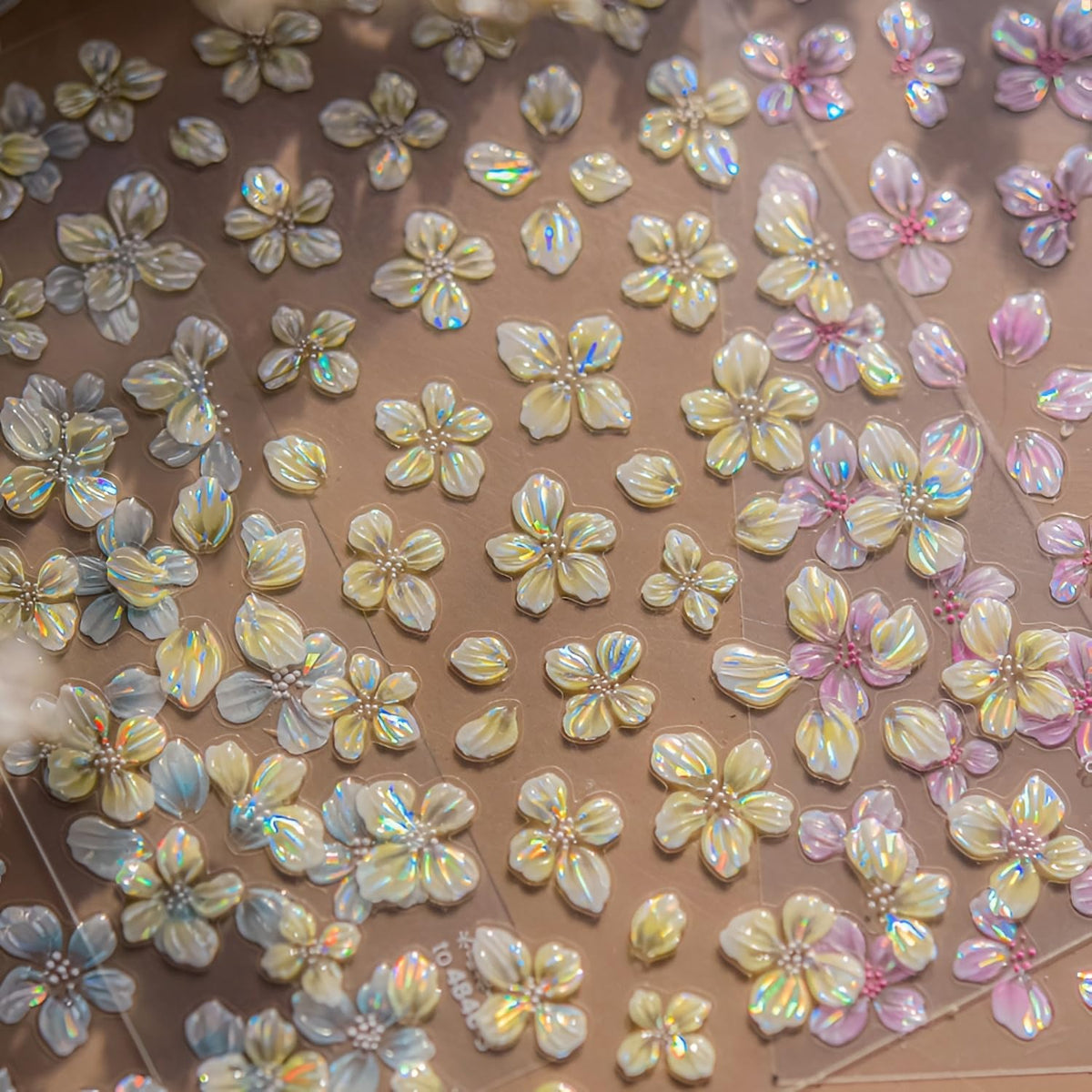 4 Sheets Flower Nail Art Stickers 5D Embossed Yellow Blue Pink White Flower Nail Decals Summer Spring Nail Stickers for Nail Art Floral Nails Supplies Design for Women Girls DIY Acrylic Nail