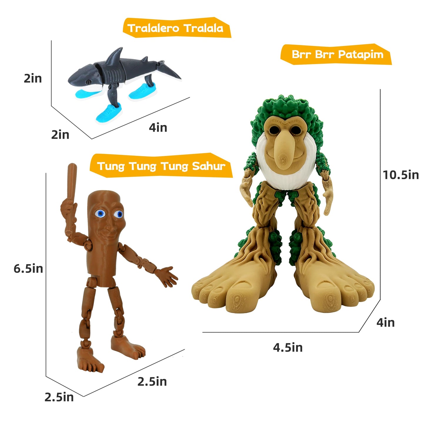 Sarcidery Brainrot Toys,Large Poseable Original Italian Brainrot Toys,Tung Tung Tung Sahur Desk Decor,Steal a Brainrot Toys, Collecting & Parent‑Child Playtime Gifts（7Pcs）