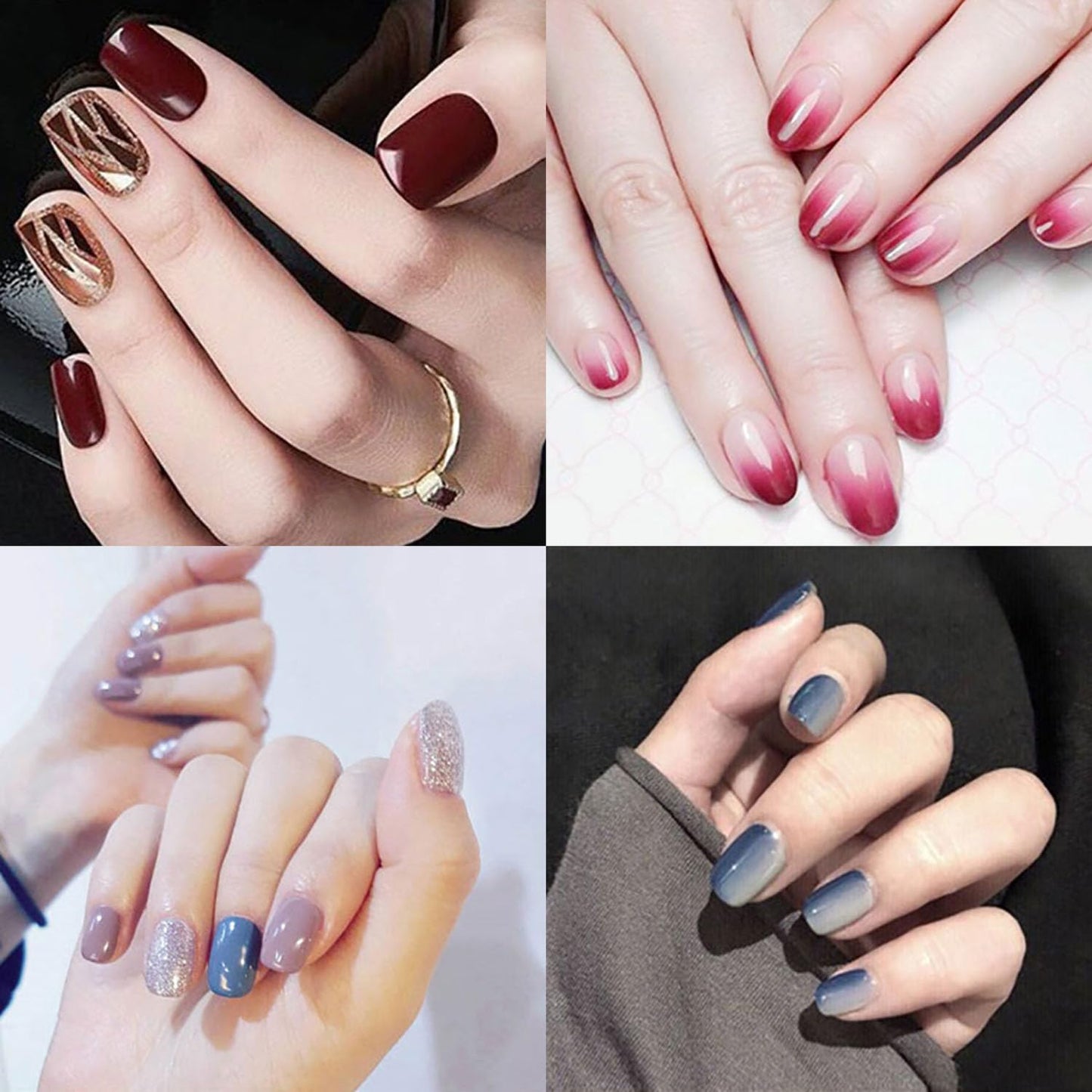 DANNEASY 30 Sheets Solid Color Nail Wraps Glitter Nail Polish Stickers Self Adhesive Nail Stickers Nail Polish Strips for Women Girl Nail Accessories with Nail File