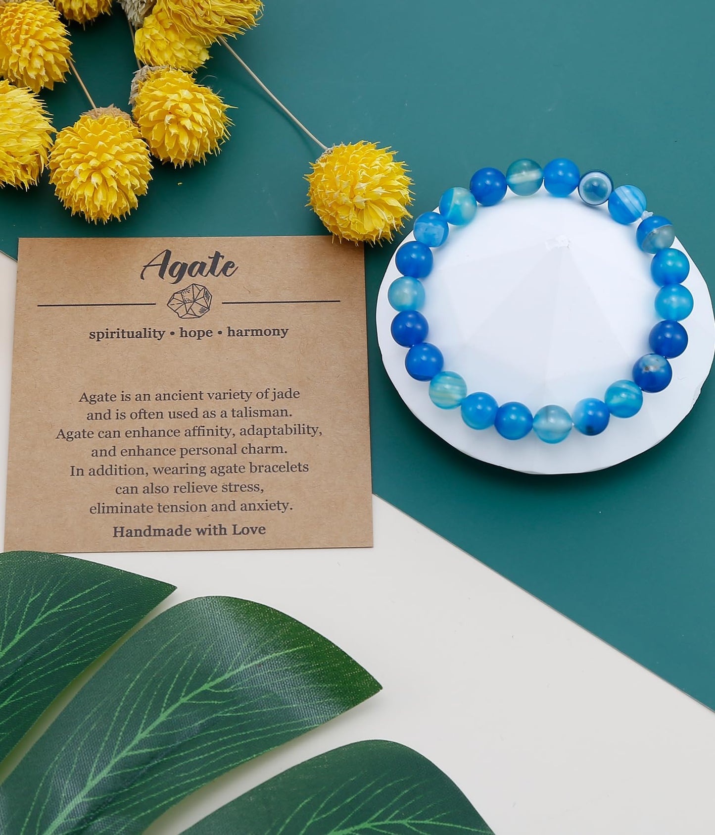 BOMAIL Natural Stone Bracelet for Women Men - 8MM Semi-Precious Gemstone Beaded Bracelet Healing Crystal Stretch Bracelet Yoga Bracelets Jewelry
