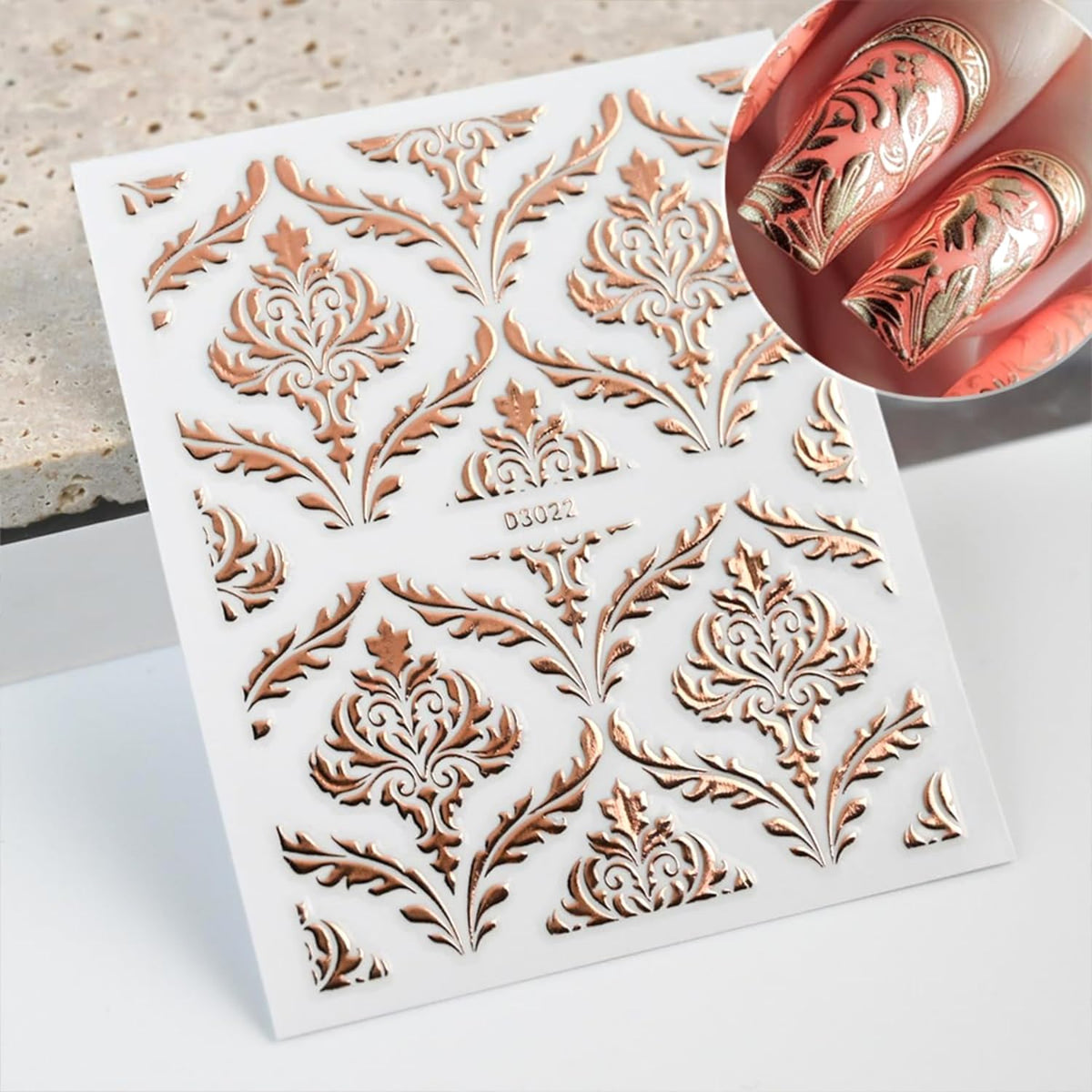 30 Sheets Rose Gold Nail Art Stickers Hollow Retro Floral Vine Design Self Adhesive Nail stickers Gold Line Nail Art Decals for Acrylic Nail decals Women and Girls Nail Supplies Decoration Accessories