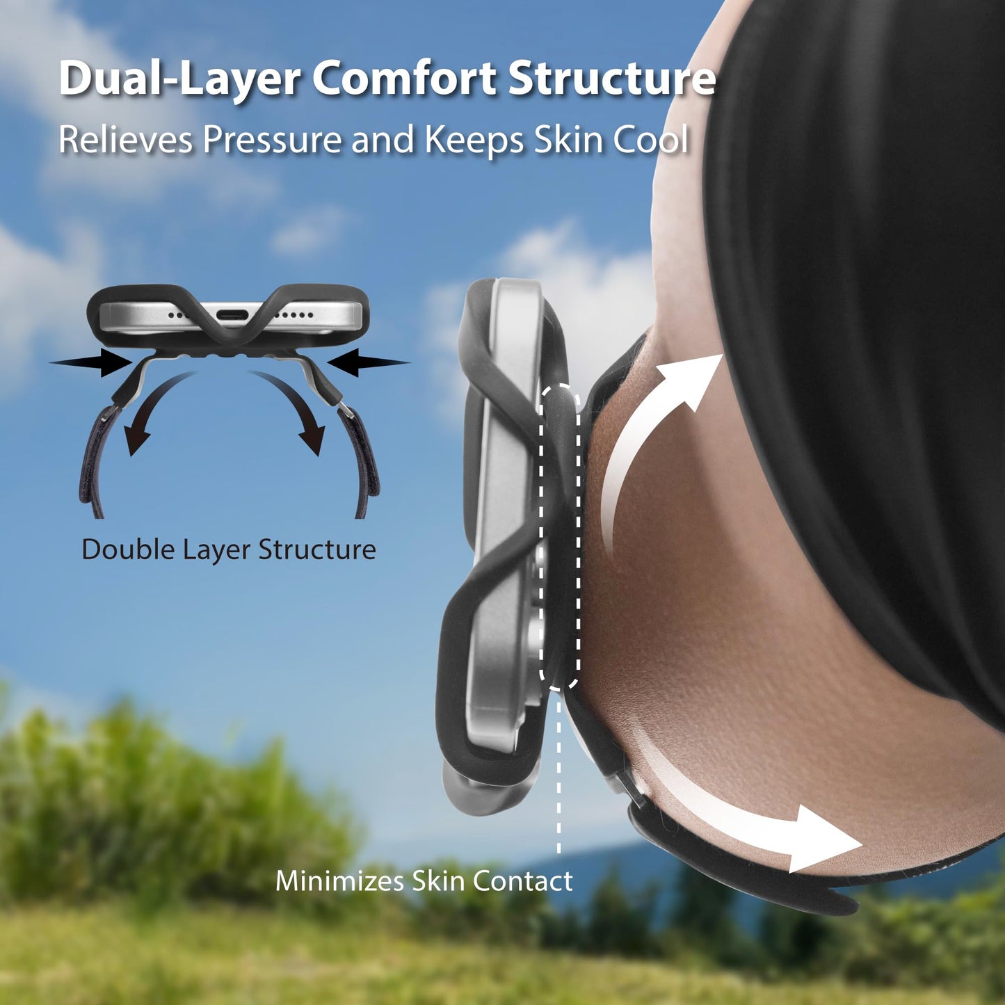BONE Run Tie 3, Running Phone Armband, Skin-Friendly Silicone Sport Armband with Dual Layer Structure for Heat-Dissipation, Workout Phone Holder for iPhone and 4-7"-7.2"" Smartphones (Size L)"