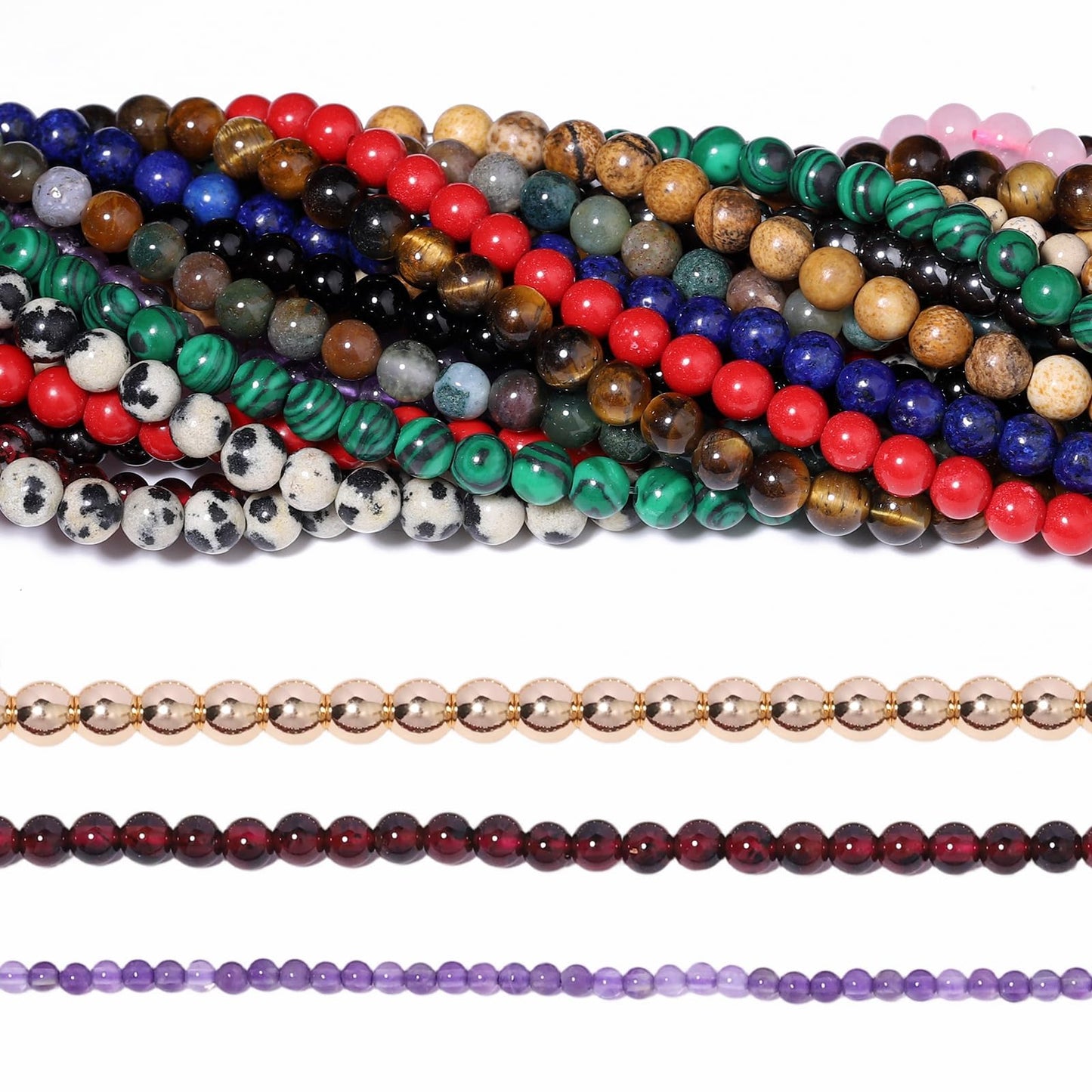 Songxi 90pcs 4mm White Hematite Natural Round Stone Beads for Jewelry Making, Smooth Loose Small Gemstone Beads for Bracelets Necklace, Chakra Stones with Energy Power