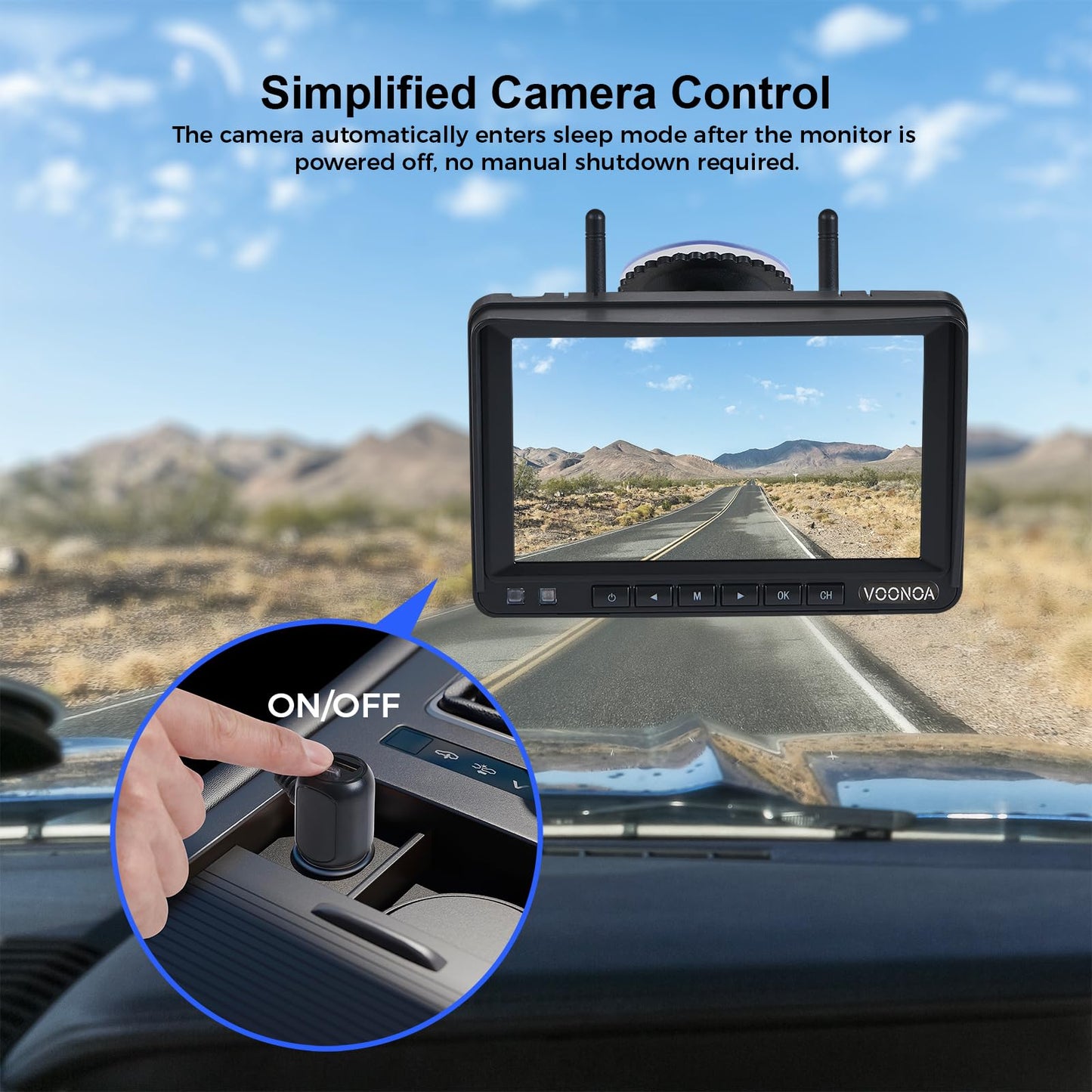 VOONOA 2 Magnetic Wireless Backup Camera with 7'' HD 1080P DVR Monitor System, 15000mAh Rechargeable Waterproof Dual Solar Reverse Camera for Hitch Towing Car Trailer Truck RV VN007