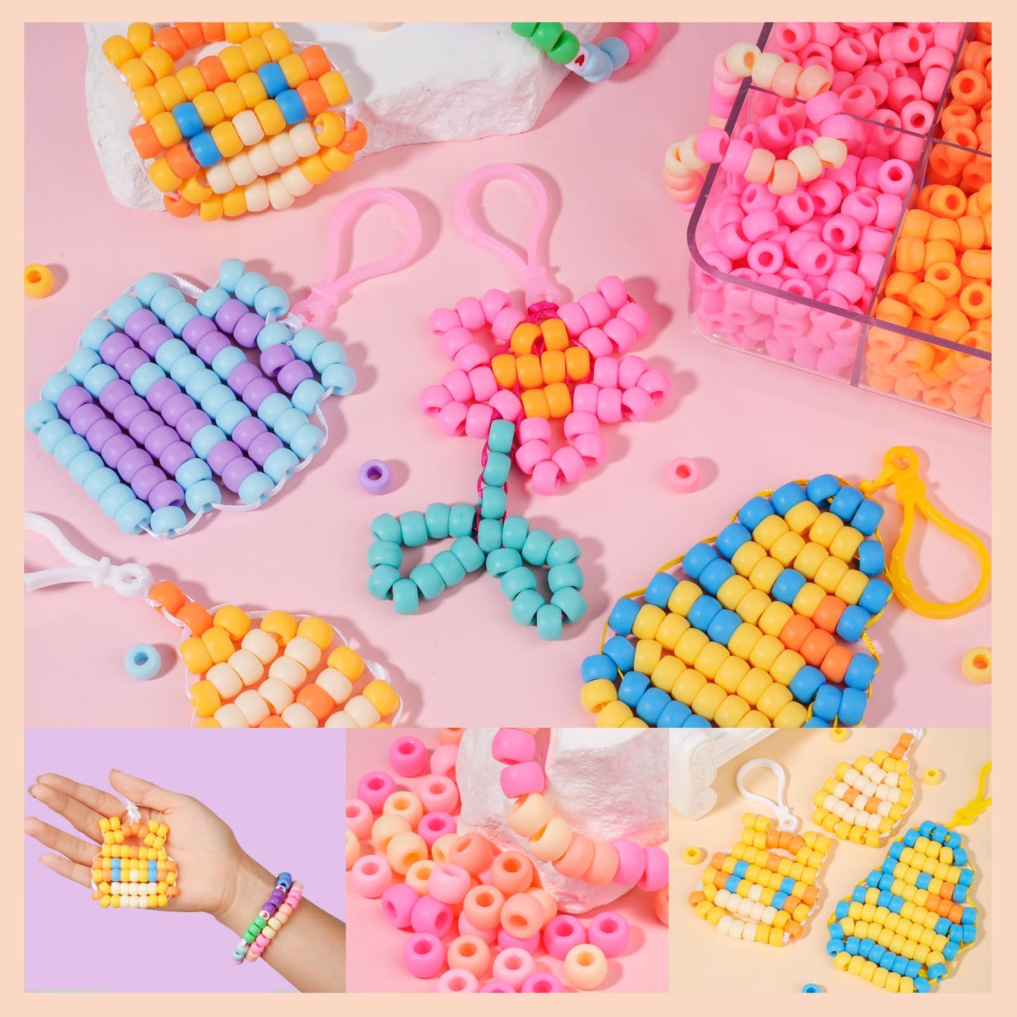 MAKERSLAND 2600+pcs Pony Beads Kit, 18 Color Rainbow Kandi Beads Set, Multicolor Matte Plastic Jewelry Making Kit for DIY Craft Friendship Bracelet Necklace Key Chain