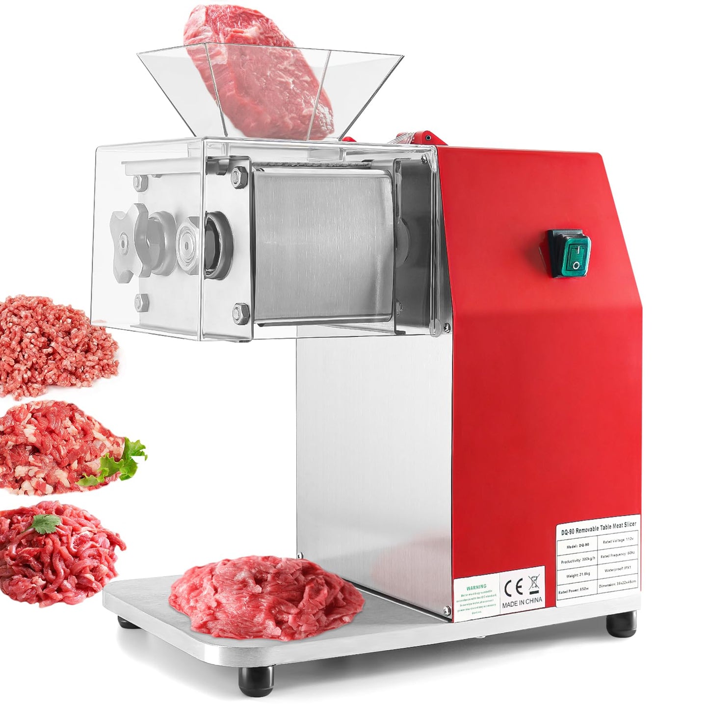 ARLUMA Meat Cutter Machine,850W Commercial Meat Slicer,Stainless Steel Electric Meat Slicer Machine for Home Kitchen,Restaurant,Supermarket (5MM)