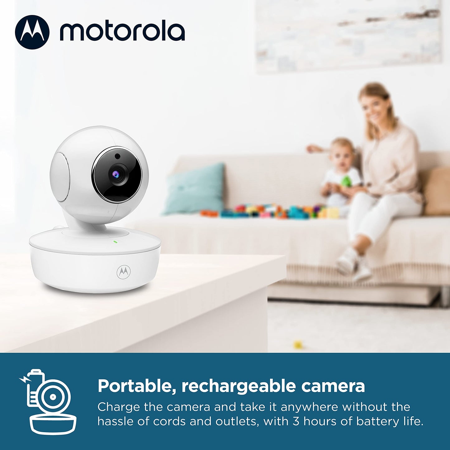 Motorola Nursery VM36XL 2-Camera Video Baby Monitor, 1000ft Range no WiFi 2.4 GHz Wireless, 5" Screen, 2-Way Audio, Pan/Tilt/Zoom, Sensor, Lullabies, Night Vision