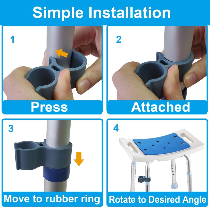 Aliseniors Shower Head Holder Attachment for Bath Seat, Transfer Bench, Bath Stool, Shower Commode, Universal Fit, Blue