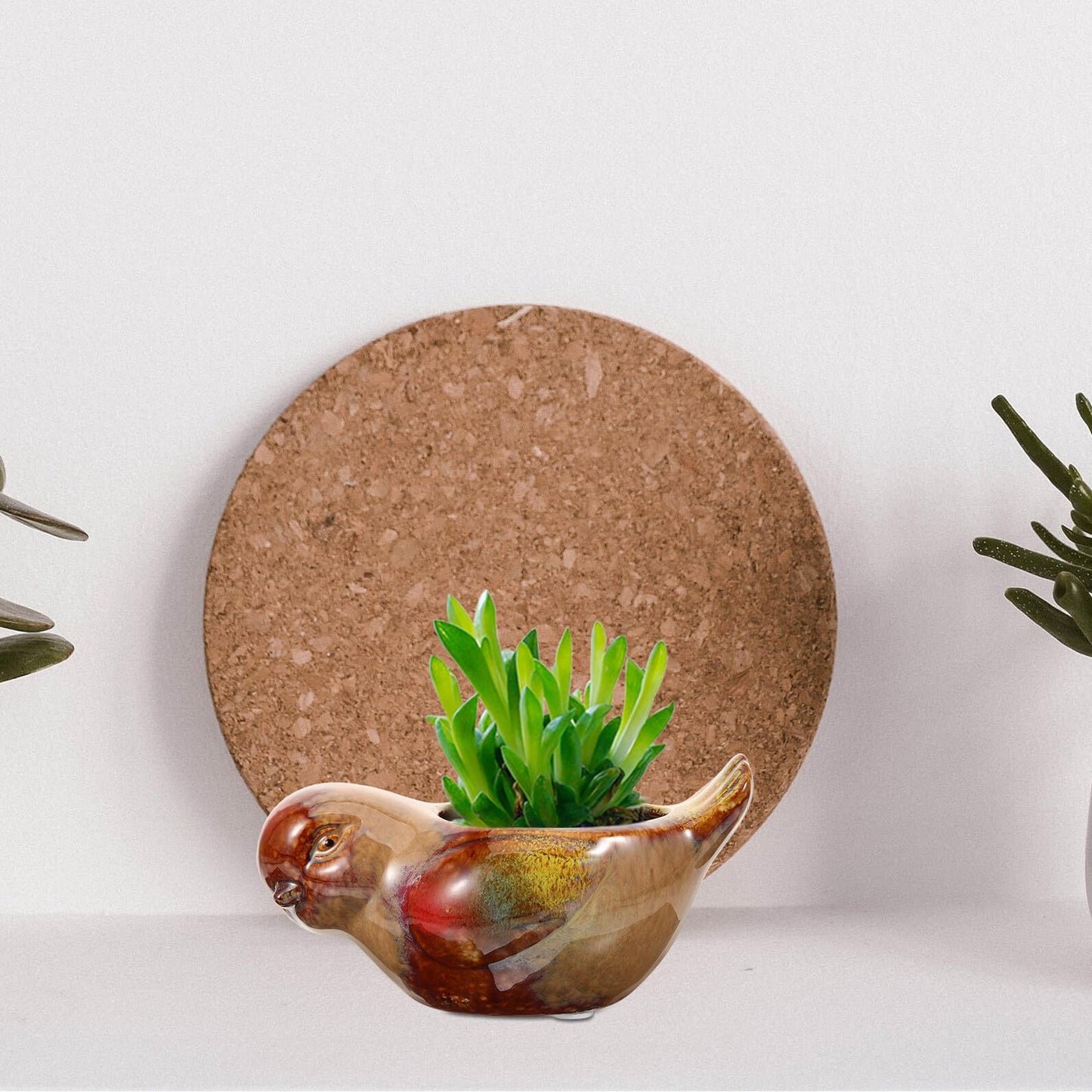 minkissy Bird Shaped Ceramic Planter Pot for Succulent Plants, Small Indoor Flowerpot with Glazed Finish, Decorative Balcony Pot for Bonsai and Succulents