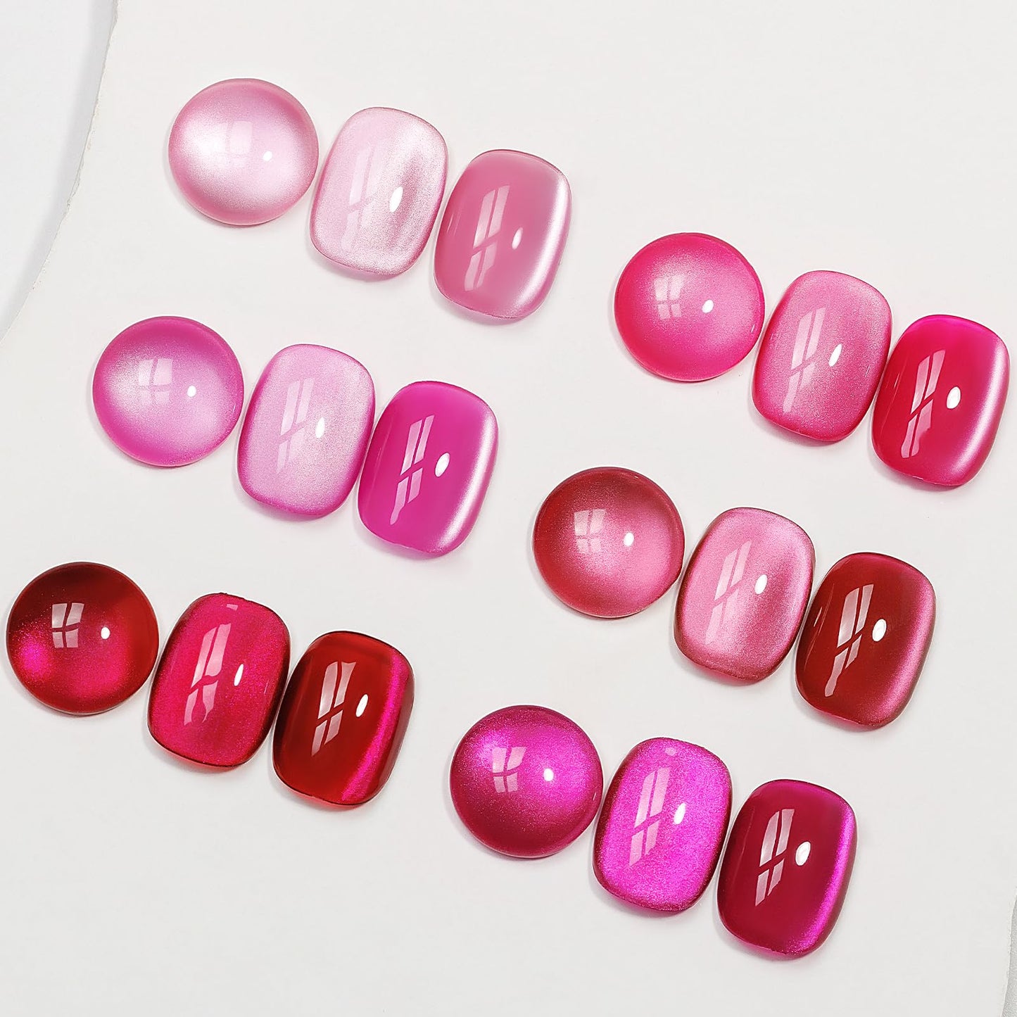MIZHSE Cat Eye Gel Nail Polish, Pink Magnetic Gel Polish Set with Magnet Stick, Glossy Finish Neon Hot Pink Soak Off Nail Art Manicure Salon DIY Home Women Gift