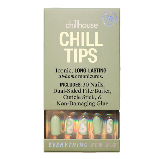 Chillhouse - Chill Tips, Press on Nails Kit - Everything Zen 2.0 (Oval) - 24 Nail Shapes & Sizes - Up to 2 Weeks of Wear - Customizable Fit - Reusable - Latina Founded, Women Owned - Beauty, Self Care
