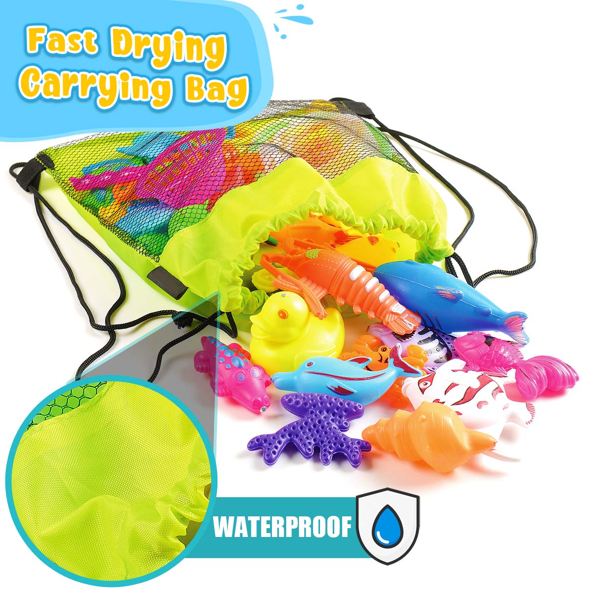 Goody King Magnetic Fishing Game Pool Party Pole Rod Net - Bathtub Outdoor Indoor Carnival Party Water Table Fish 4 Players Gift Age 3-5 6 4-8 (Large)