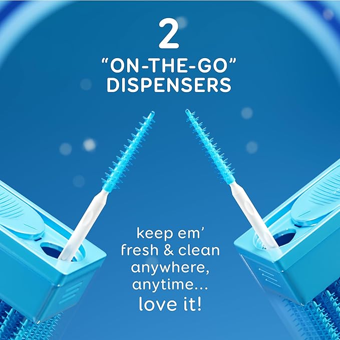 Grin Softstx,Gentle Dental Picks,Soft Flexible Bristles,Textured Plaque Removing Toothpick,Minty Flavor,for Between Teeth,Refillable Hygienic Case,for Braces,Bridges,and Implants,90 Count (Pack of 2)