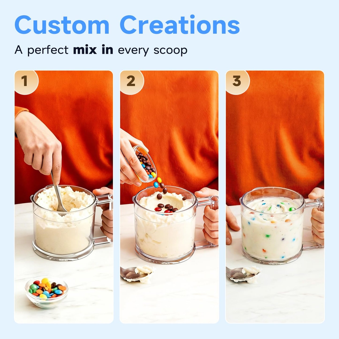 Ice Cream Maker & 10-in-1 Frozen Treat Maker, 20 oz 1 Pint, Mix-In + Re-Spin for Creamy Texture, Gelato, Sorbet, Slushie, Frozen Yogurt & Smoothie Bowls Machine for Homemade, Recipe Guide