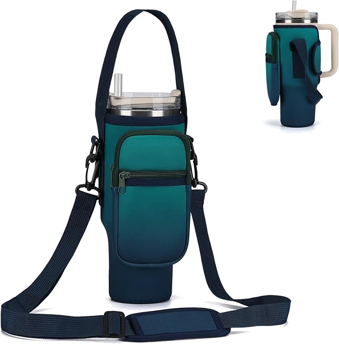 GOEWY Water Bottle Carrier Bag for Stanley 40/30 oz Tumbler with Phone Pocket Neoprene Water Bottle Holder with Shoulder & Handheld Strap Stanley Cup Accessories